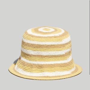 Madewell Striped Bucket Hat in Yellow and White